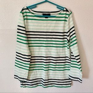 J. Crew White w/Multi Colored Stripes 3/4 Sleeve XXS